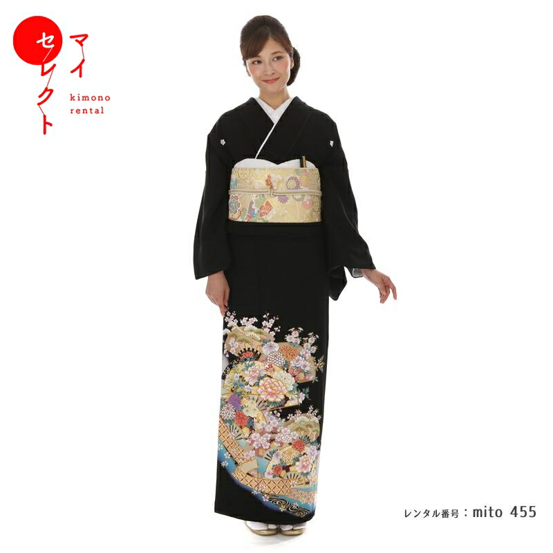 【レンタル】 留袖 mito_455 徳川絵巻 MR-3005 爛漫四季花扇重ね ブルー 53 黒留袖 おすすめ 黒留袖レンタル お宮参り 着物 母親 着物レンタル 祖母 結婚式 留袖レンタル 親族 レンタル留袖着物 往復送料無料 結納 礼装 レンタル衣装 貸衣装 フルセット