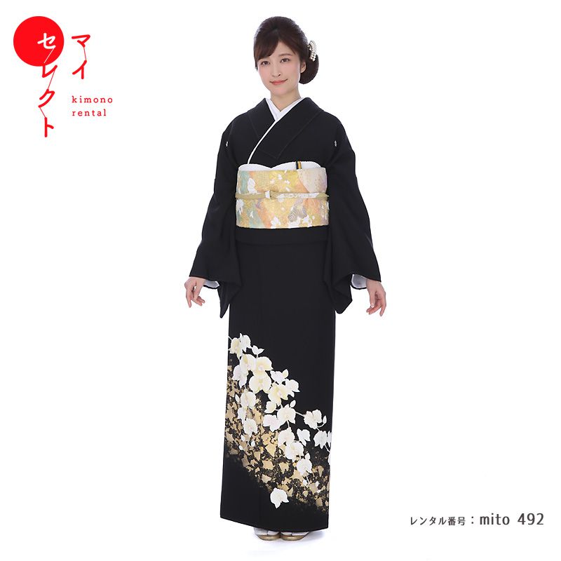 楽天市場】【レンタル】 黒留袖 mito_340 ことほぎ 金菊 正絹|送料無料