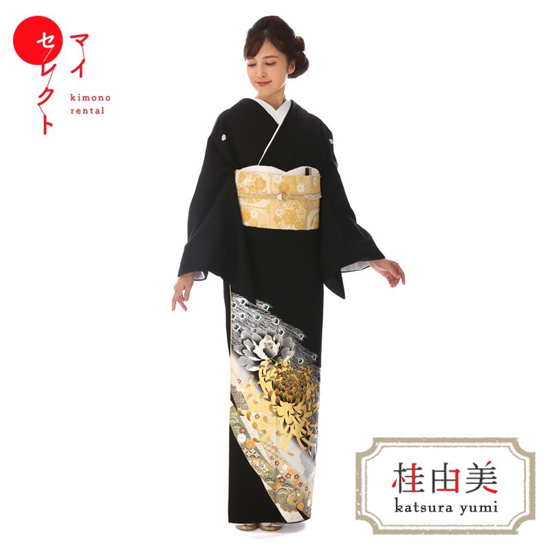 マムマム黒留め袖セット 楽天市場】【レンタル】 黒留袖 桂由美 祝いの風 mito_564 正絹