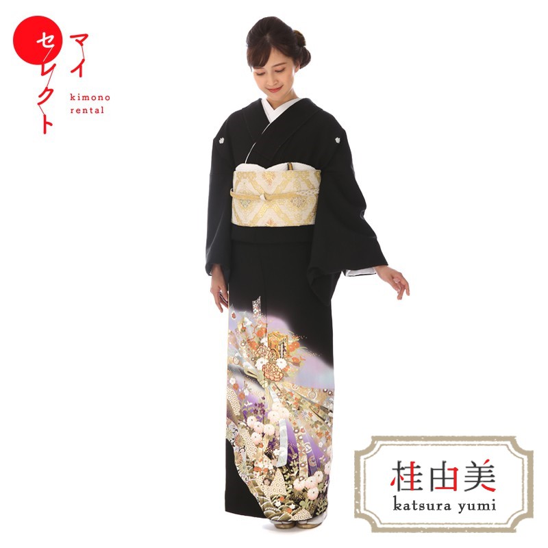 【レンタル】 黒留袖 桂由美 束熨斗 mito_566 正絹 フルセット 黒留袖 結婚式 貸衣装 送料無料 着物 おすすめ 留袖 黒留袖レンタル 母親 着物レンタル 草履バッグセット 留袖レンタル レンタル着物 セット レンタル留袖 黒留め袖