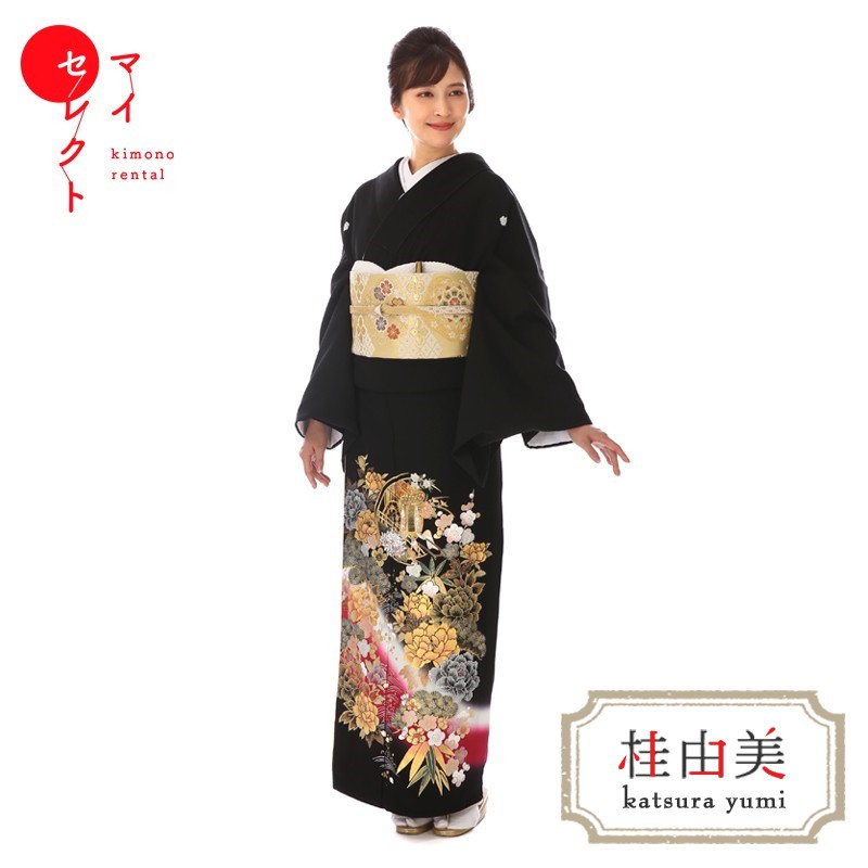 A156愛華 振袖美品正絹 黒地　花　成人式 結婚式 トールサイズ身丈168cm 楽天市場】【レンタル】 黒留袖 高身長 トールサイズ 桂由美 平安京