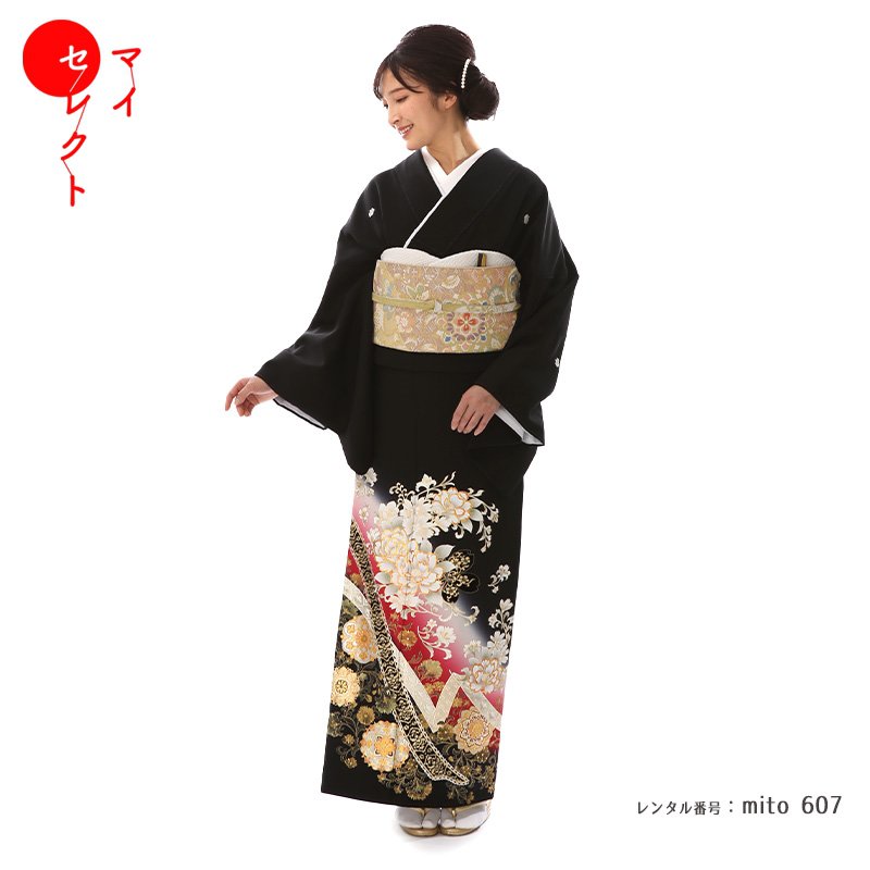 正絹 フルセット 正絹比翼付き 吉祥柄 高級黒留袖 レンタル】黒留袖