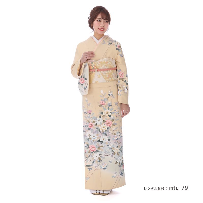 【レンタル】 訪問着 レンタル 着物レンタル 正絹 七五三 mtu_79 花日和 薄カラシ 往復送料無料 卒業式 母 着物 お宮参り 母親 着物 レンタル レトロ 訪問着レンタル 入学式 祖母 フルセット レンタル着物 結婚式 親族 着物セット ママ 入学 卒業｜レンタル衣裳　マイセレクト