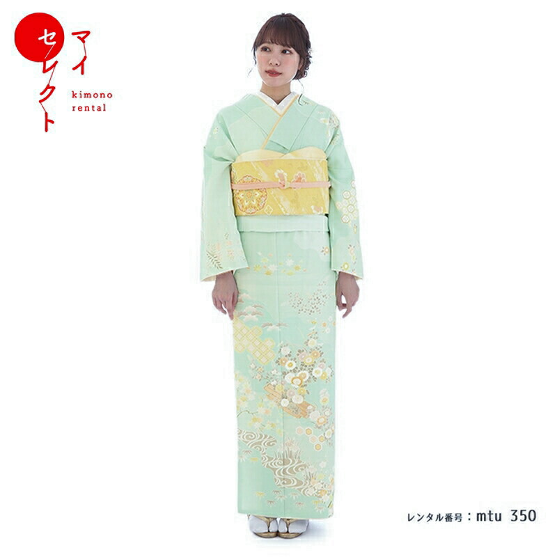 【レンタル】 訪問着 レンタル 沢山のサイズから選べる [ 広幅 / トール / M / S ] 幅広サイズ 高身長 小さいサイズ トールサイズ ふくよか 幅広サイズ 高身長 小さいサイズ 七五三 mtu_350 ミントグリーン 母 お宮参り 母親 着物レンタル 入学式 フルセット 結婚式 卒業式