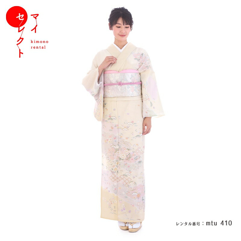 【レンタル】 夏用 訪問着 レンタル 絽 153cm-174cm ベージュ トールサイズ 高身長 普通サイズ Mサイズ mtu_410 結婚式 往復送料無料 七五三 母 20代 30代 40代 着物 お宮参り 母親 着物レンタル レトロ 訪問着レンタル 祖母 フルセット レンタル着物 ママ コーデ