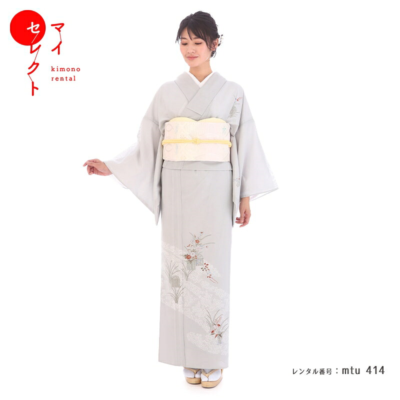 【レンタル】 夏用 訪問着 小さめ レンタル 絽 7月 8月 9月 グレー 小さいサイズ mtu_414 結婚式 往復送料無料 七五三 母 20代 30代 40代 着物 お宮参り 母親 着物レンタル レトロ 訪問着レンタル 祖母 フルセット レンタル着物 ママ コーデ