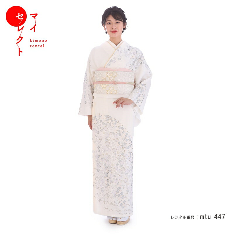 【単衣】オフホワイト にお花の訪問着 1AD1469000.webp