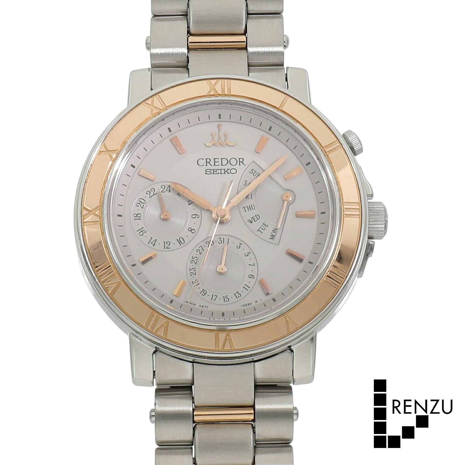 [中古]セイコー クレドール パシフィーク デイデイト GMT GCBG998(4S77-0020) グレー メンズ 送料無料 腕時計 【ローン48回無金利】｜れんず 店