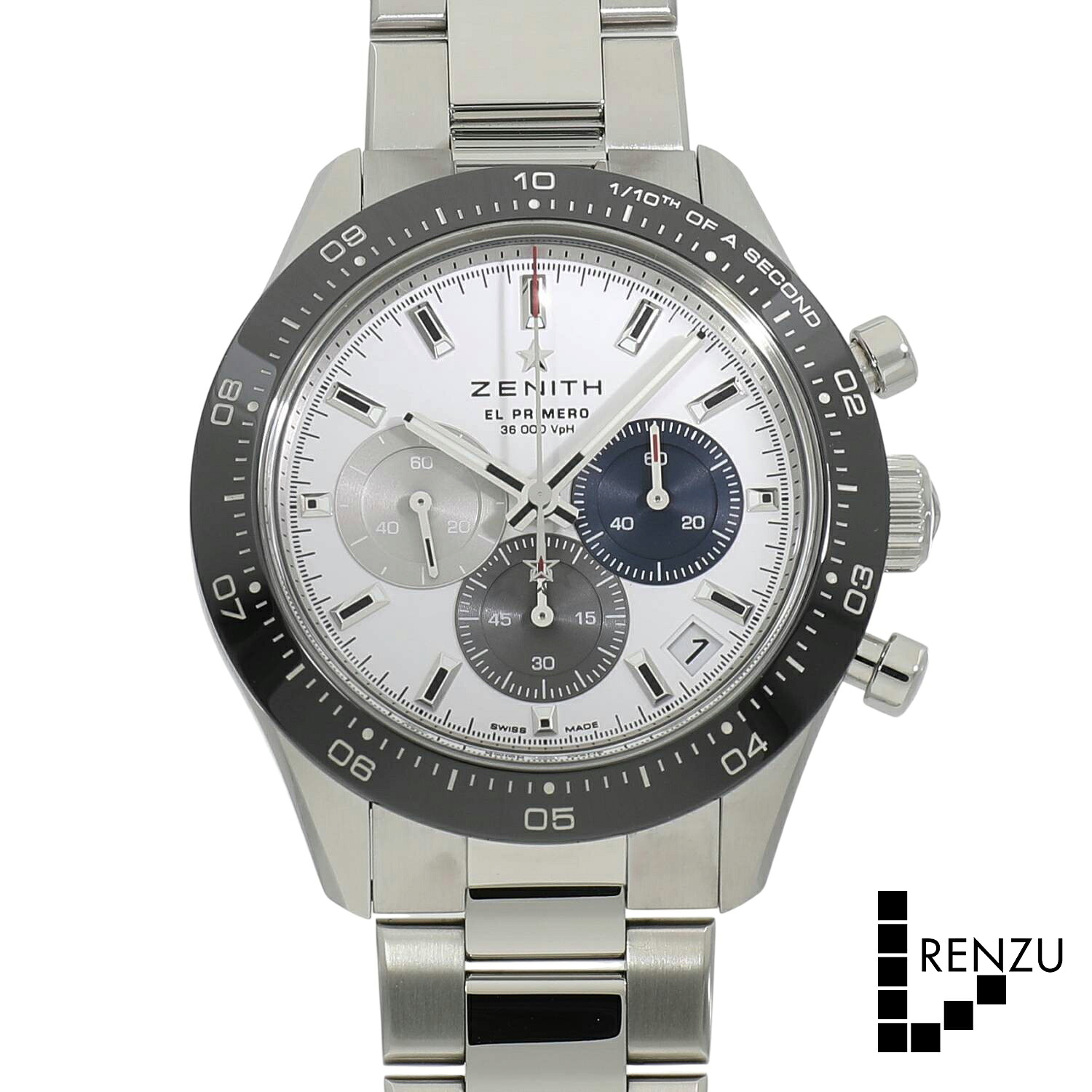 [中古]ゼニス クロノマスター スポーツ 41ミリ 03.3100.3600/69.M3100 ホワイト&times;マルチカラー メンズ 送料無料 腕時計 【ローン48回無金利】｜れんず 店