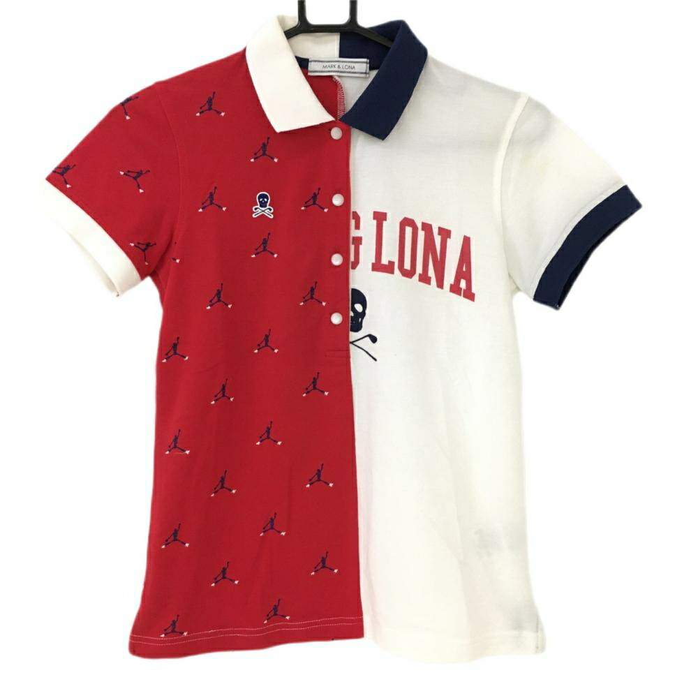 極美品 マークアンドロナ 総柄 ポロシャツ 2022年モデル メタルロゴ スカル 極美品 マークアンドロナ 総柄 ポロシャツ 2022年モデル メタルロゴ スカル