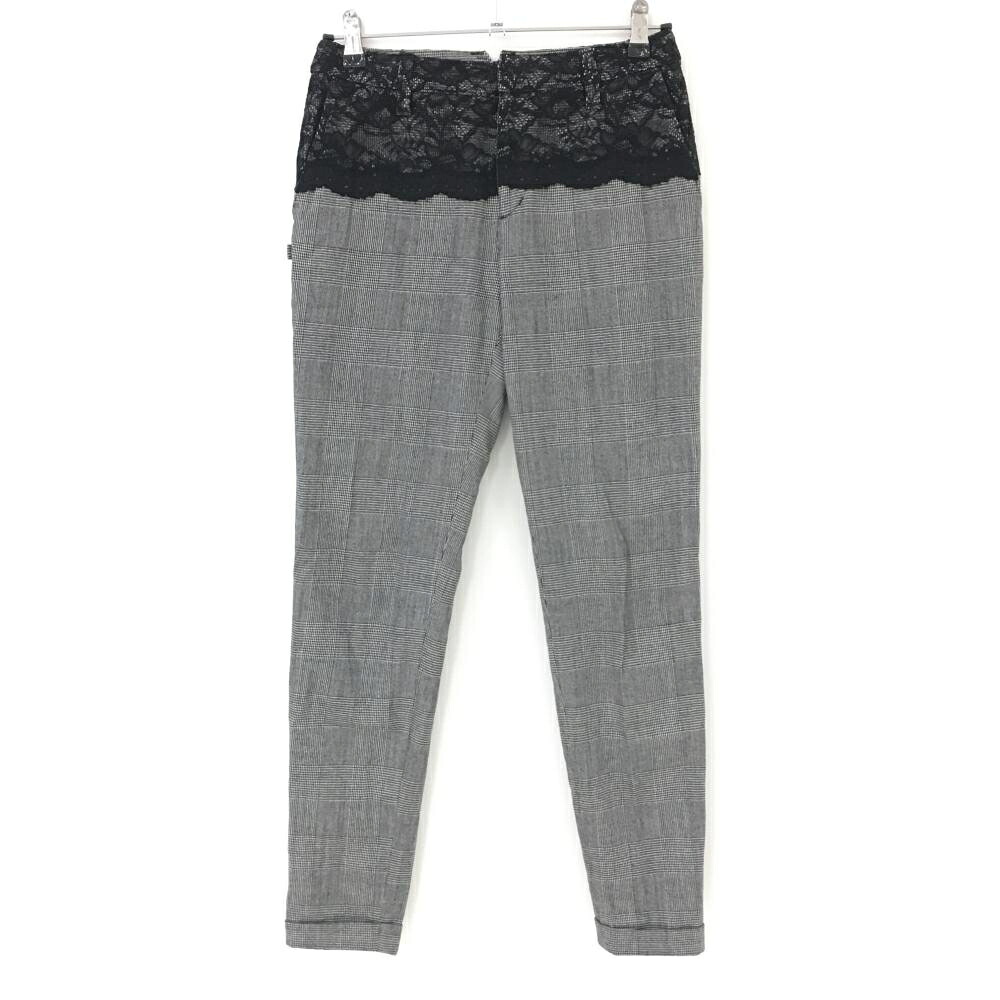 【超美品】セントアンドリュース パンツ 黒×白 グレンチェック 上部レース ウール96％ レディース S ゴルフウェア St ANDREWS