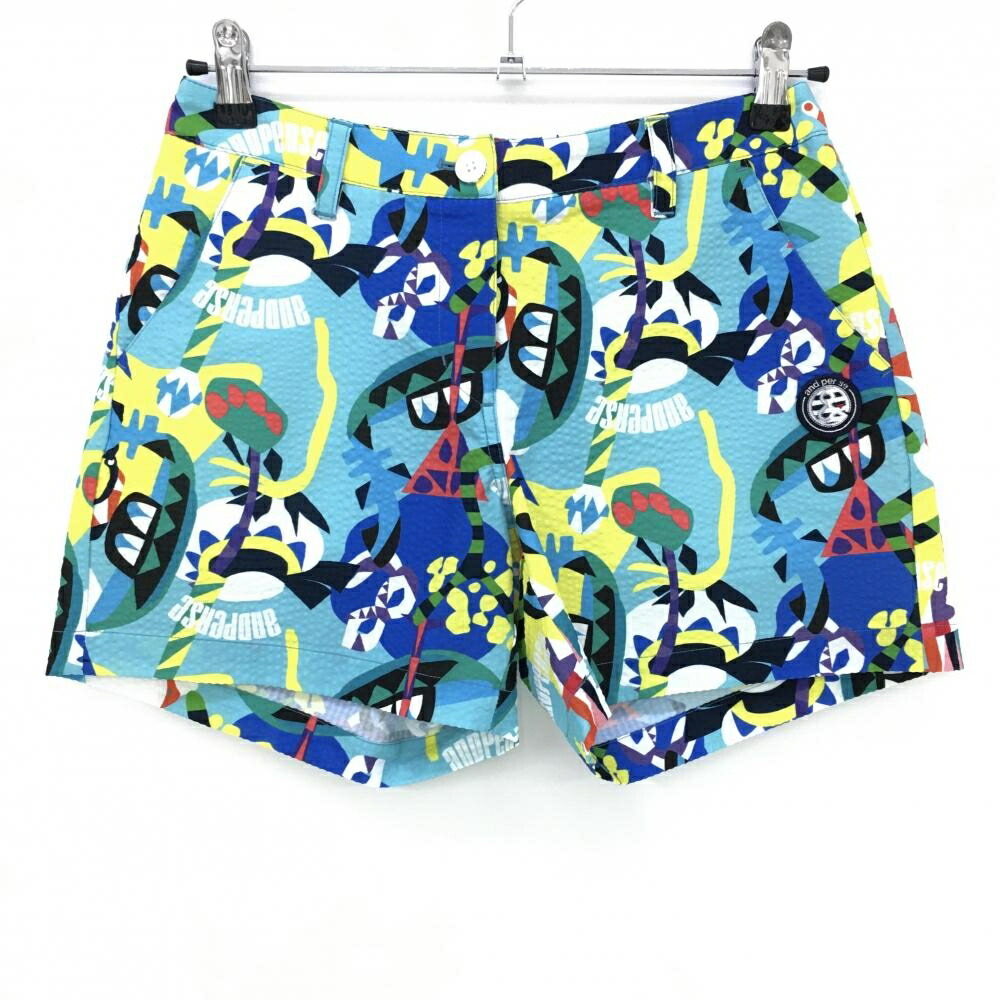 美品　アンパスィ and per se レディース　総柄ショートパンツ and per se アンパスィ ストレッチ スイングドライ プリンテッド