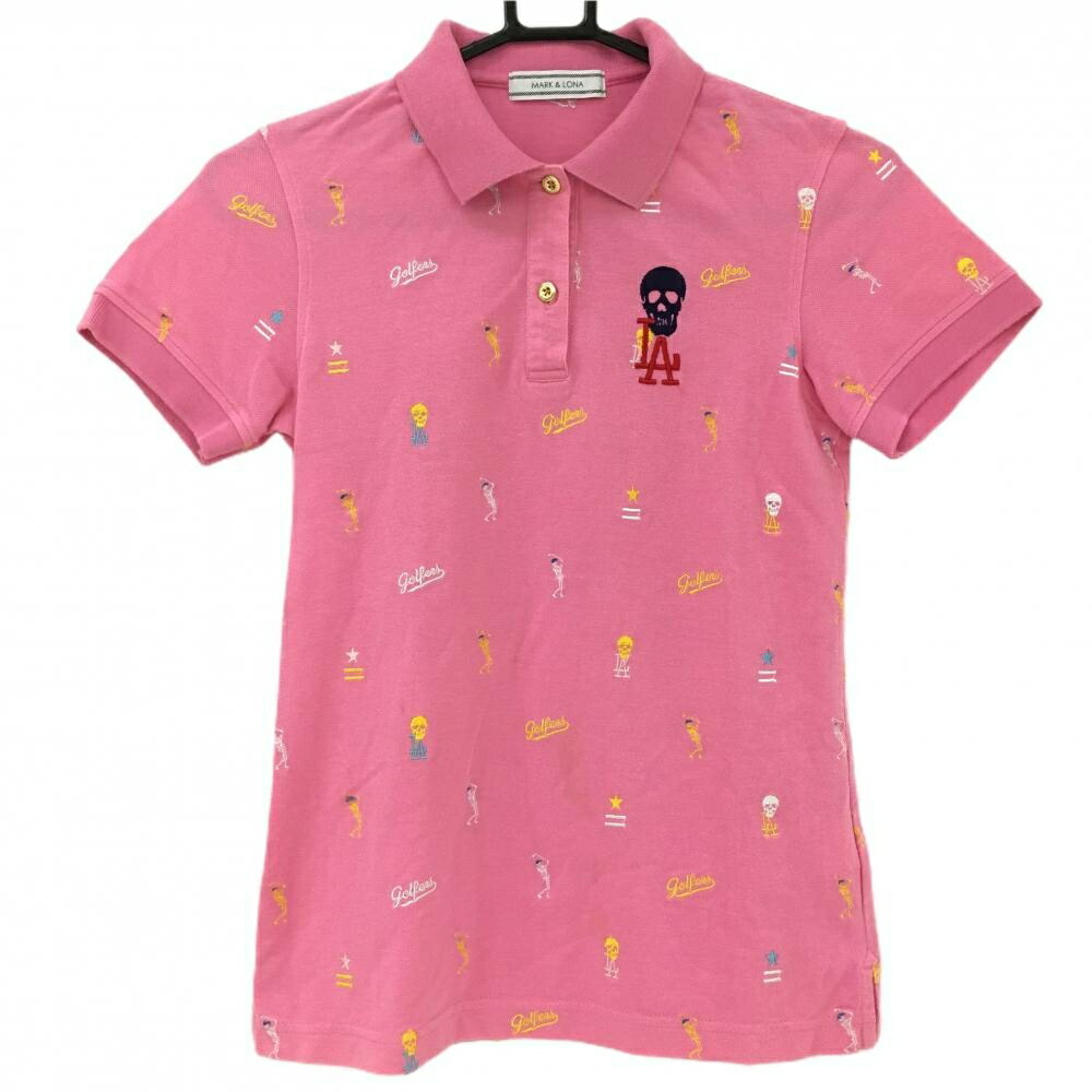 新品未使用品 MARK&LONA スカル×花柄 ポロシャツ レディース 楽天市場】マークアンドロナ 半袖ポロシャツ 黒×蛍光ピンク 刺しゅう総