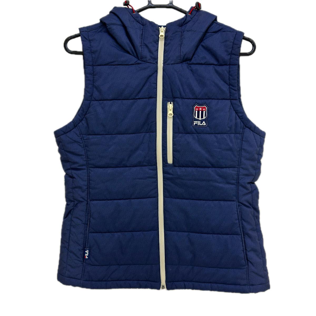 フィラゴルフ】ボアベスト 5Lサイズ ネイビー フルジップ ロゴワッペン