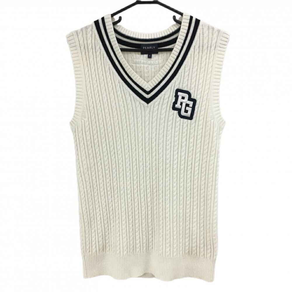 【美品】PEARLY GATES　ニットベスト　ケーブル編み　白　size5 楽天市場】【美品】パーリーゲイツ ニットベスト ダークネイビー