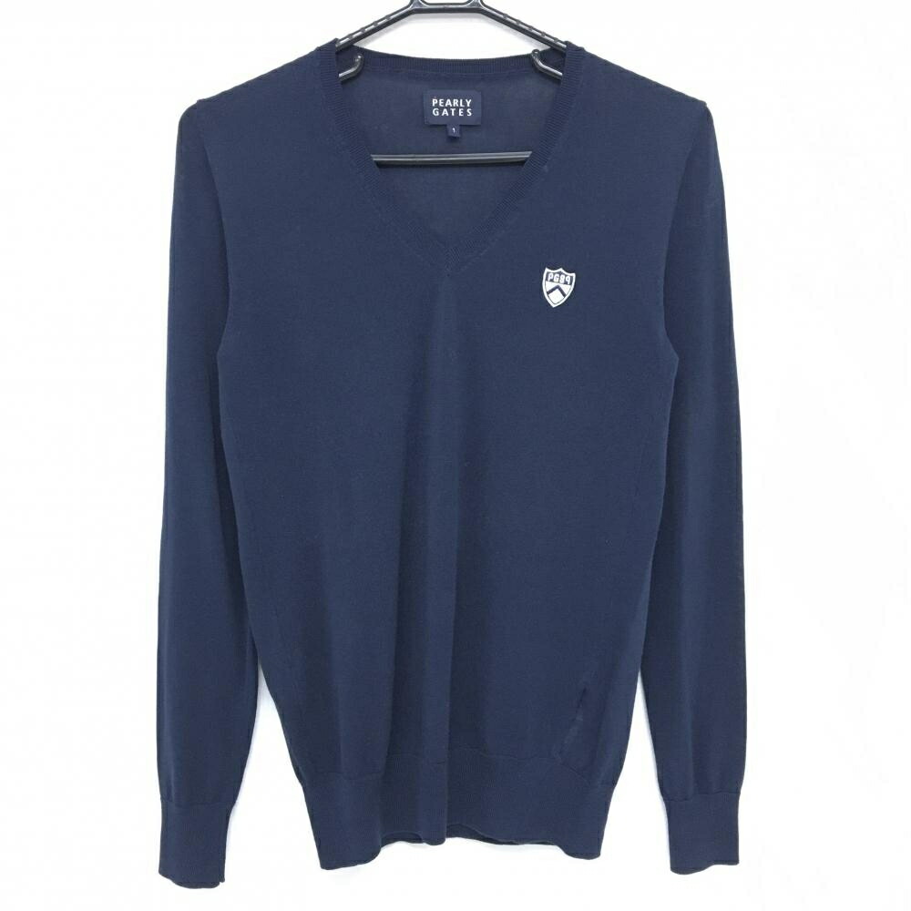 美品】パーリーゲイツ セーター ネイビー×白 身頃星柄 スター ニット