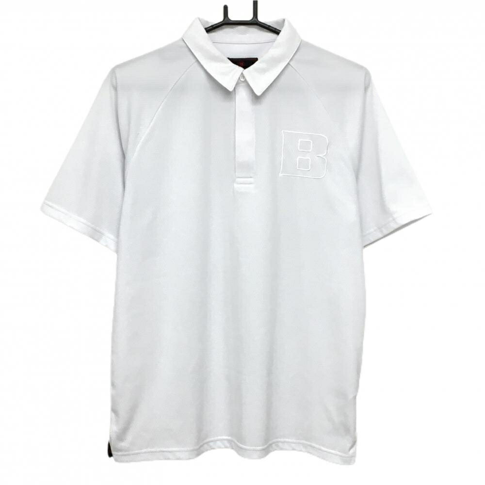 美品】ブリーフィング 半袖ポロシャツ 黒×白 ロゴシルバー メンズ L