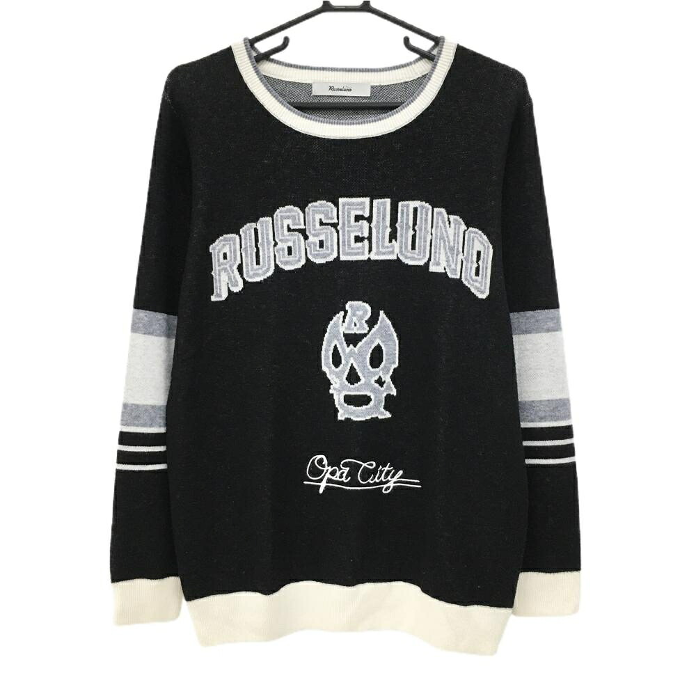【美品】ラッセルノ セーター 黒&times;白 ルチャマスク 羊毛混 ニット メンズ M ゴルフウェア RUSSELUNO｜レオナード　店