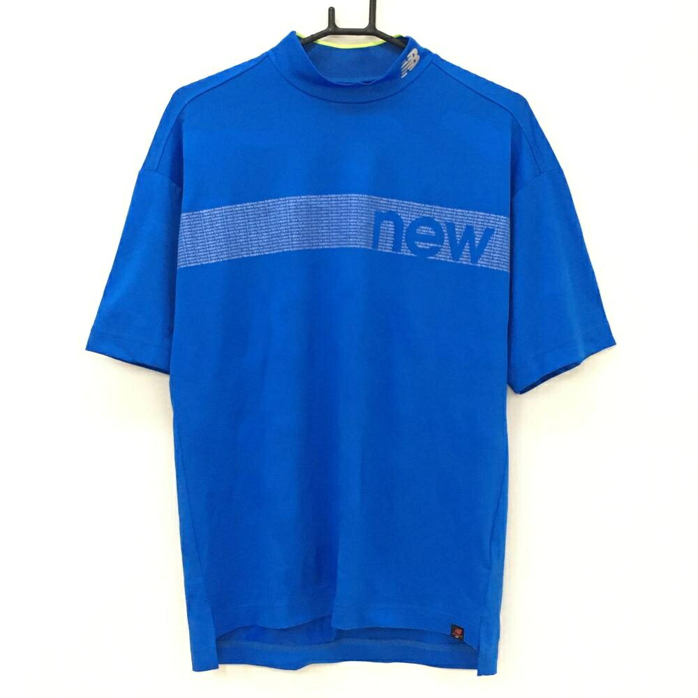 【超美品】ニューバランスゴルフ 半袖ハイネックシャツ ブルー カモフラ地模様 迷彩 メンズ 4(M) ゴルフウェア 2023年モデル New Balance