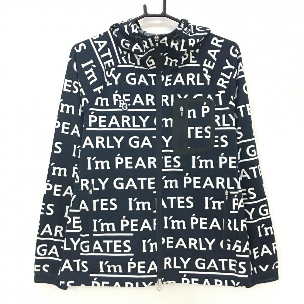 サイズ：0 PEARLY GATES パーリーゲイツ  ダンボールニット 半袖パーカー PPG  ネイビー系 [240101486408] ゴルフウェア レディース ストスト PEARLY GATES パーリーゲイツ ダンボールニット 半袖パーカー