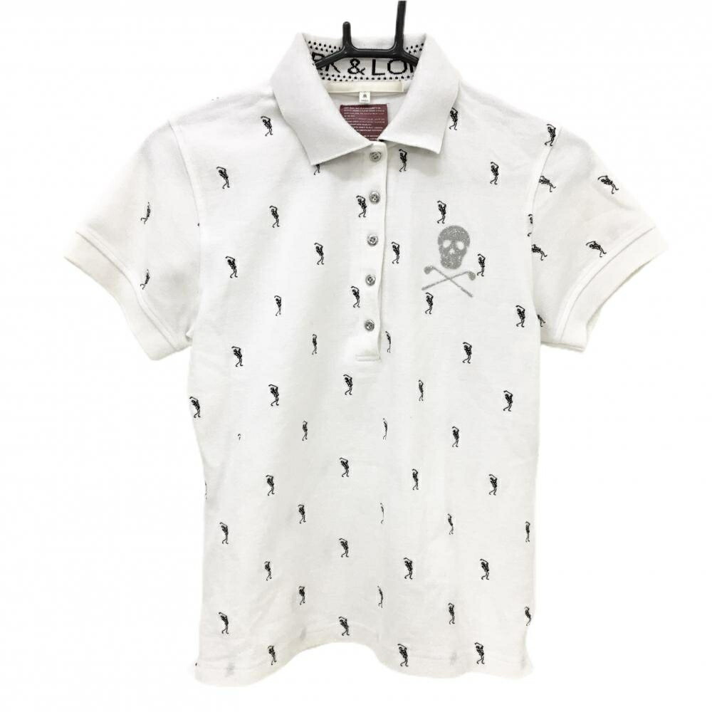 極美品 23SS マークアンドロナ ポロシャツ 総柄 スカル デニム柄 極美品 23SS マークアンドロナ ポロシャツ 総柄 スカル デニム柄