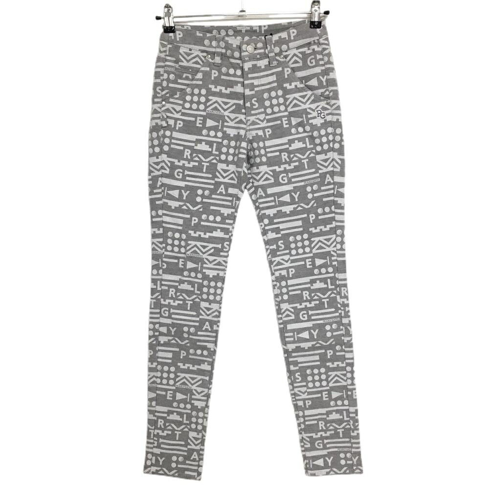 【新品】パーリーゲイツ パンツ ライトグレー×白 総柄 中厚 レディース 00(XS) ゴルフウェア PEARLY GATES