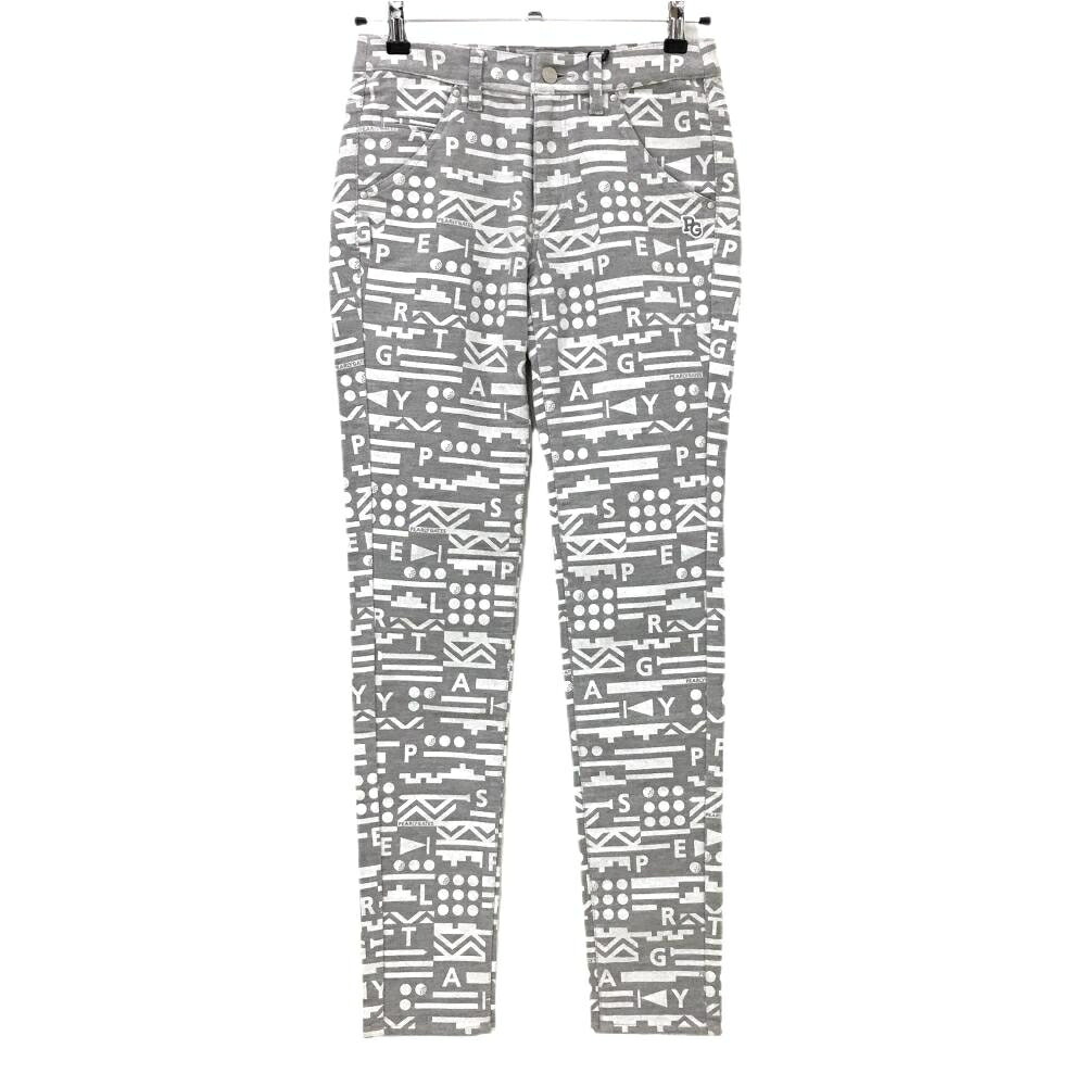 【新品】パーリーゲイツ パンツ グレー×白 総柄 表微起毛 ストレッチ レディース 0(S) ゴルフウェア PEARLY GATES