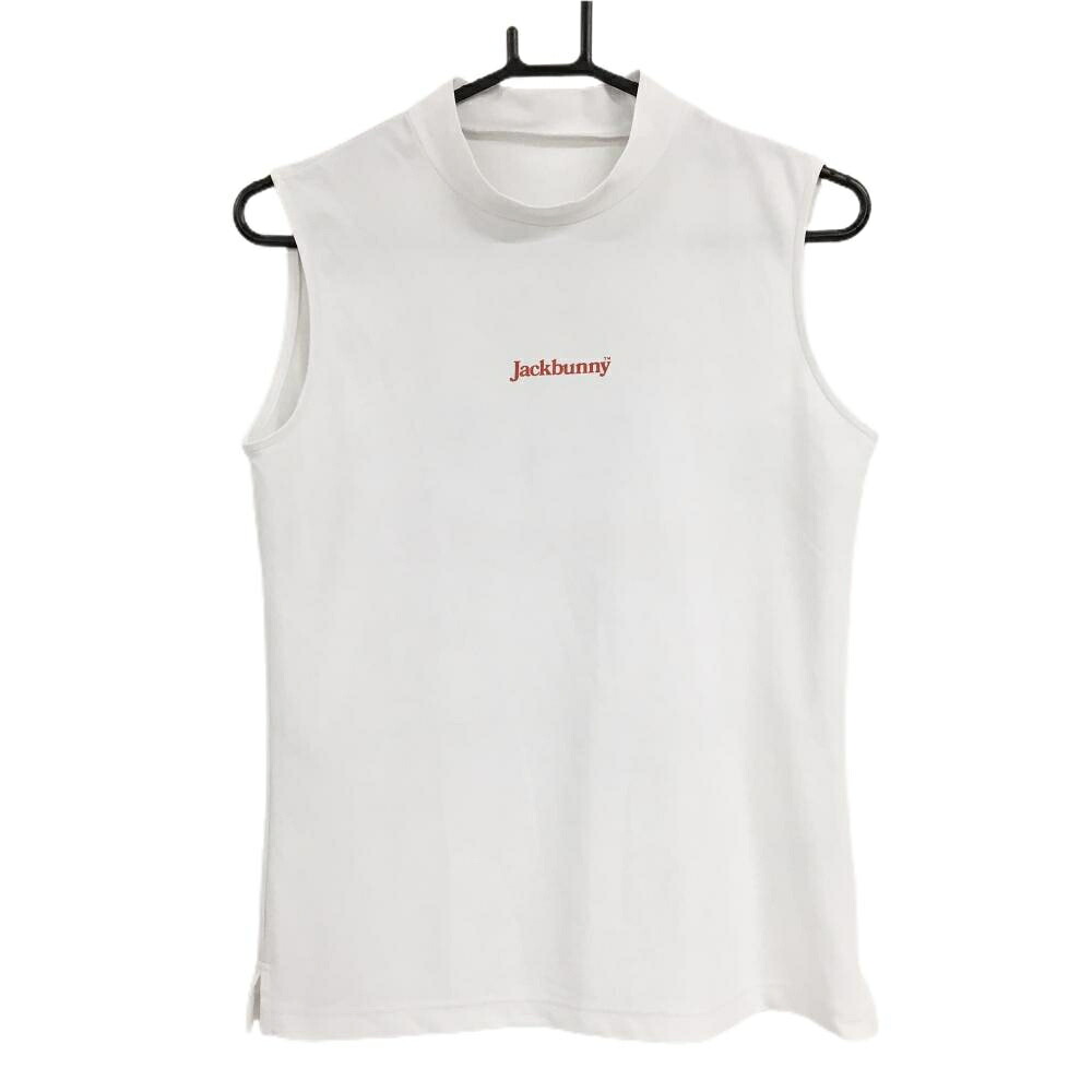 【超美品】ジャックバニー ノースリーブハイネックシャツ 白×レッド レディース 2(L) ゴルフウェア 2025年モデル Jack Bunny 7,674円