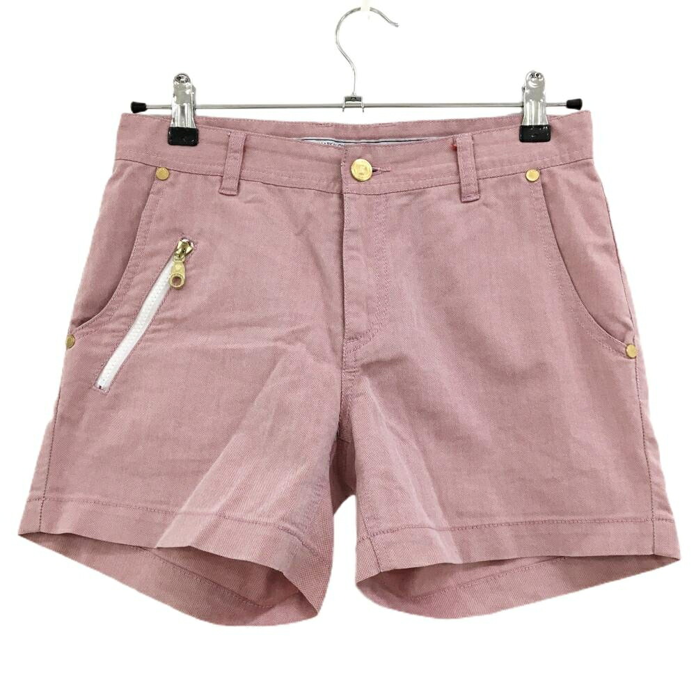 【超美品】マークアンドロナ ショートパンツ 杢レッド スカル ストレッチ レディース M ゴルフウェア MARK＆LONA
