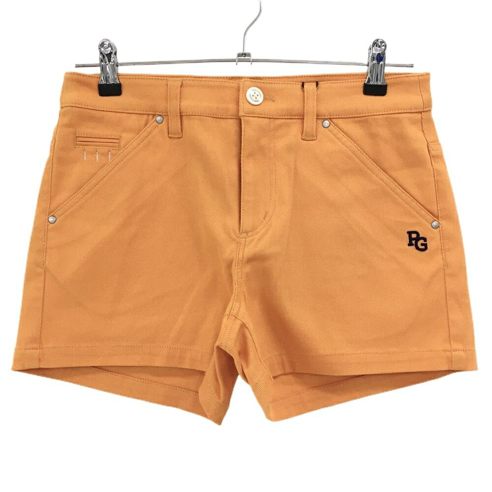 【新品】パーリーゲイツ ショートパンツ オレンジ×ネイビー ロゴ刺しゅう ストレッチ レディース 0(S) ゴルフウェア PEARLY GATES