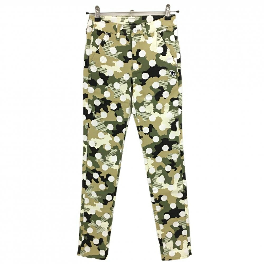 【新品】パーリーゲイツ パンツ カーキ×白 カモフラ調 迷彩 ドット ロゴ刺しゅう レディース 00(XS) ゴルフウェア PEARLY GATES