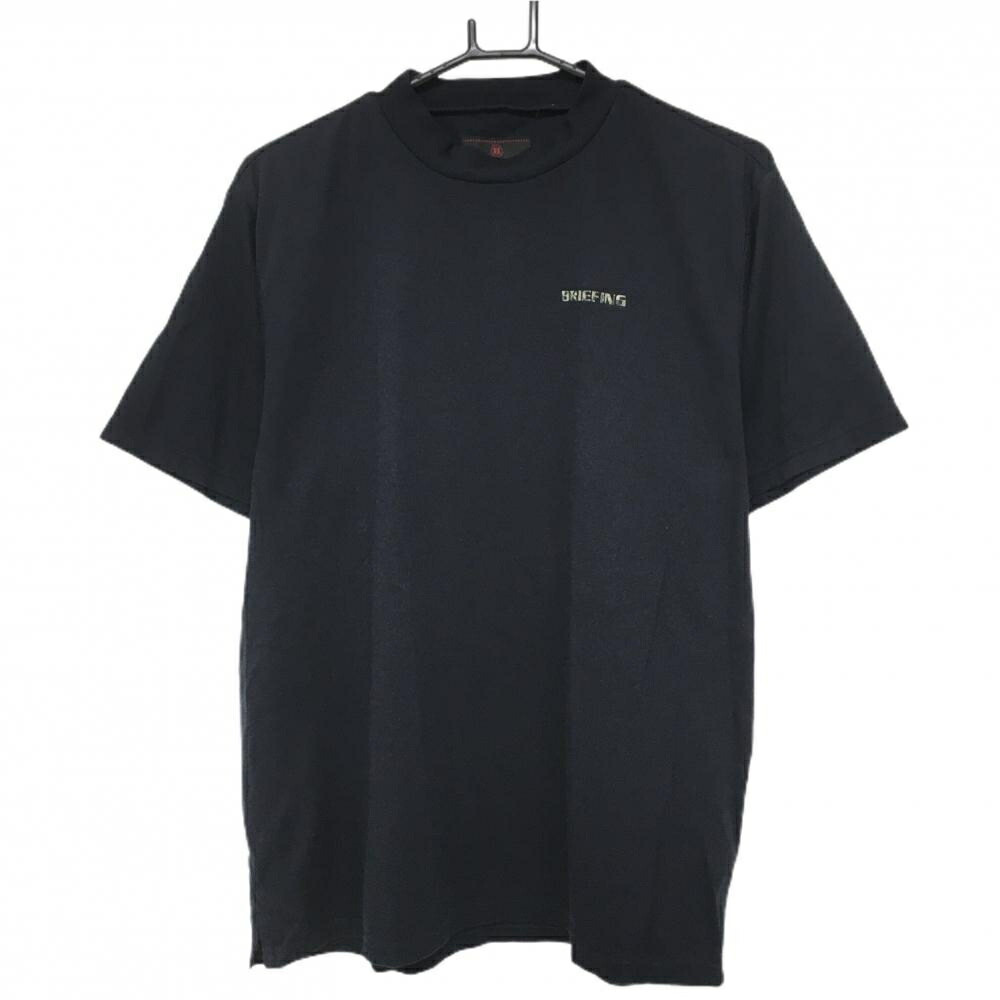 【超美品】ブリーフィング 半袖ハイネックシャツ ネイビー ロゴカモフラ柄 メンズ M ゴルフウェア 2024年モデル BRIEFING