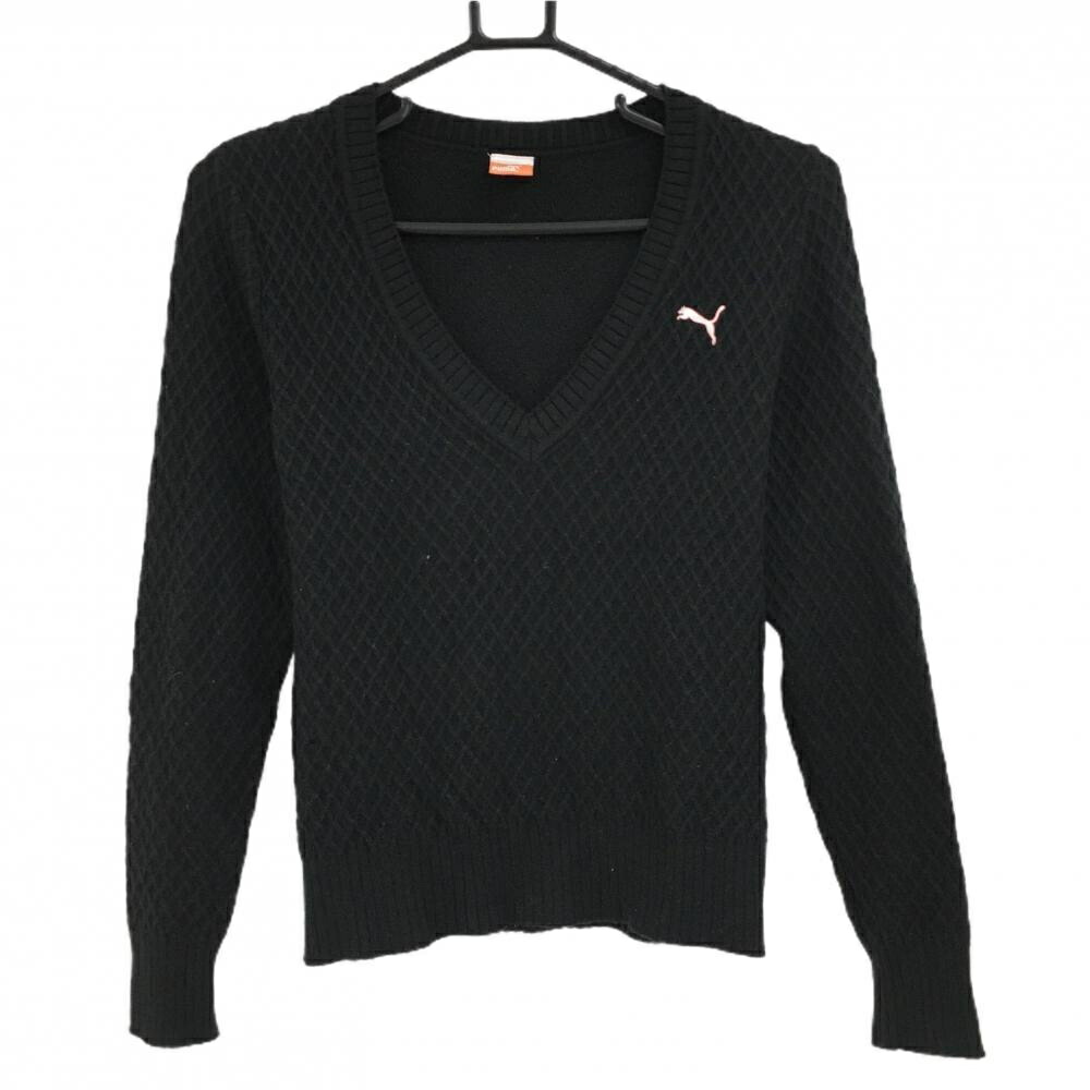 美品 PUMA GOLF ロゴ グラフィック Vネック セーター XL グリーン 美品】PUMA GOLF プーマゴルフ Vネックニット ストライプ