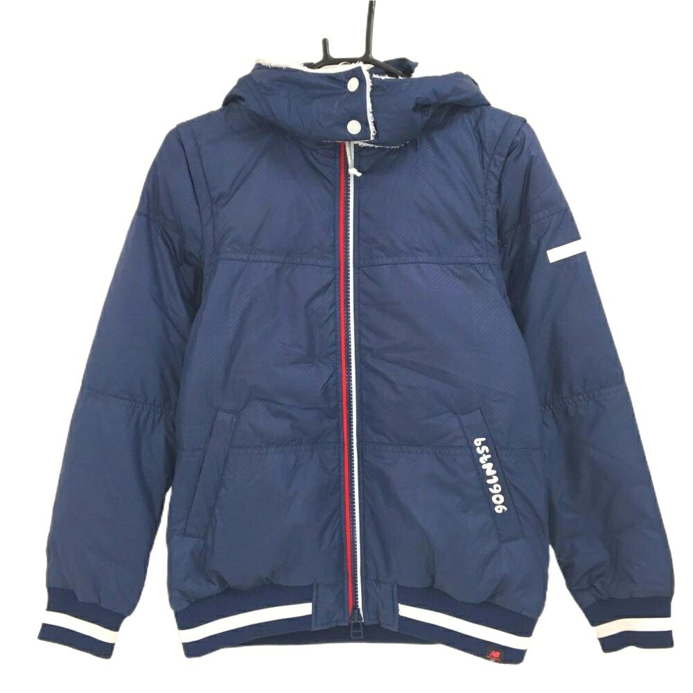 【美品】ニューバランスゴルフ 4WAYダウンジャケット ネイビー ブロックチェック地模様 レディース 1(M) ゴルフウェア New Balance