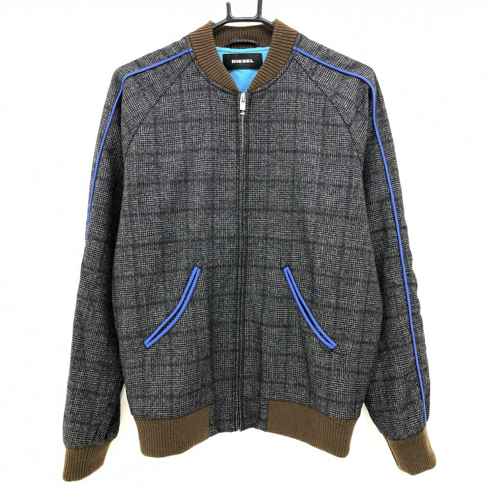 【超美品】ディーゼル ジャケット 杢グレー グレンチェック調 裏地付 パイピング メンズ S ゴルフウェア DIESEL｜レオナード　店