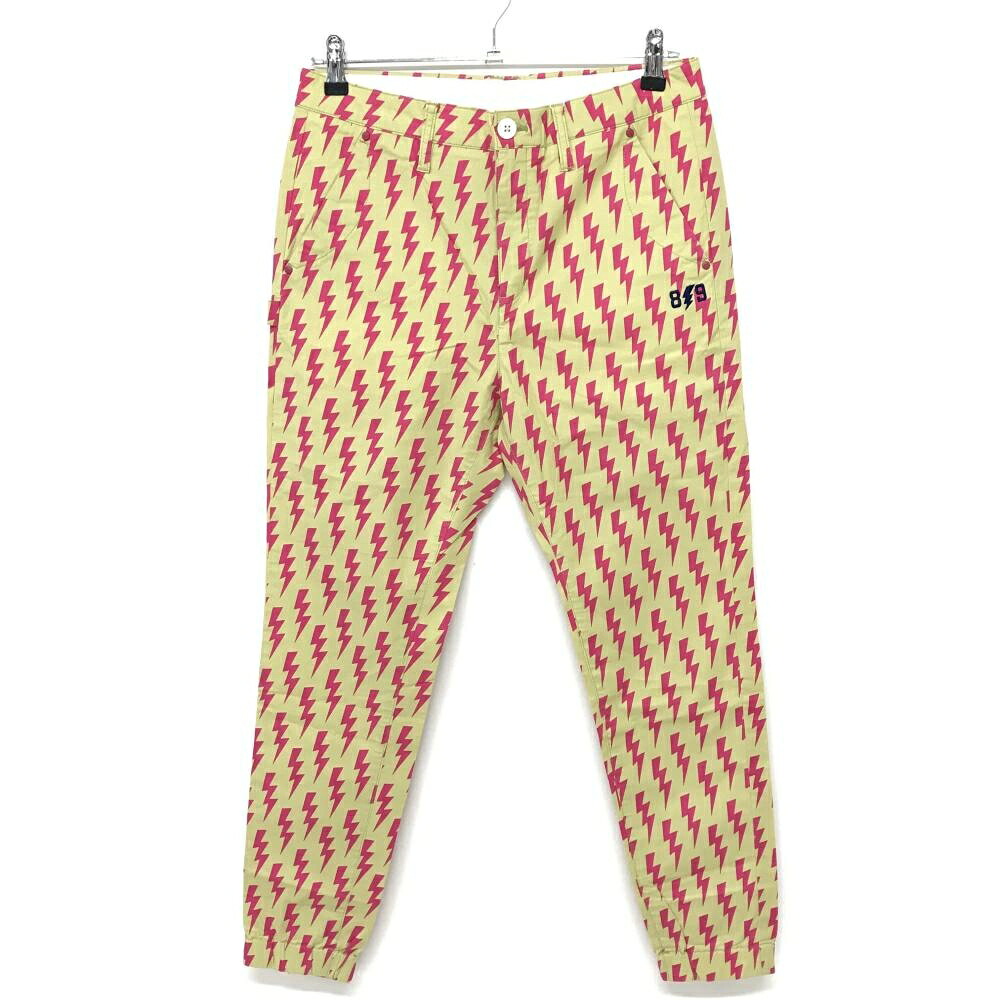 【新品】パーリーゲイツ ジョガーパンツ ベージュ×ピンク 稲妻柄 ストレッチ レディース 1(M) ゴルフウェア PEARLY GATES
