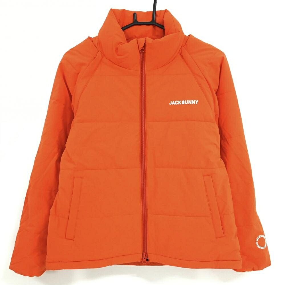 【美品】ジャックバニー 2WAY中綿ジャケット オレンジ ジップ内側ロゴ 袖着脱可 レディース 0(S) ゴルフウェア Jack Bunny｜レオナード　店
