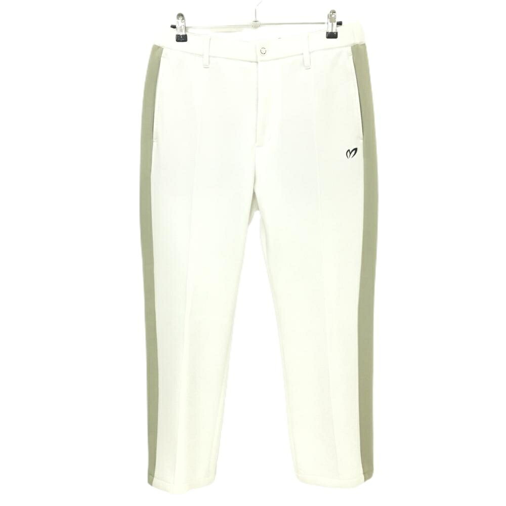 【美品】マスターバニー パンツ 白×カーキ サイドライン ウエスト調整紐 メンズ 6(XL) ゴルフウェア 2025年モデル MASTER BUNNY EDITION