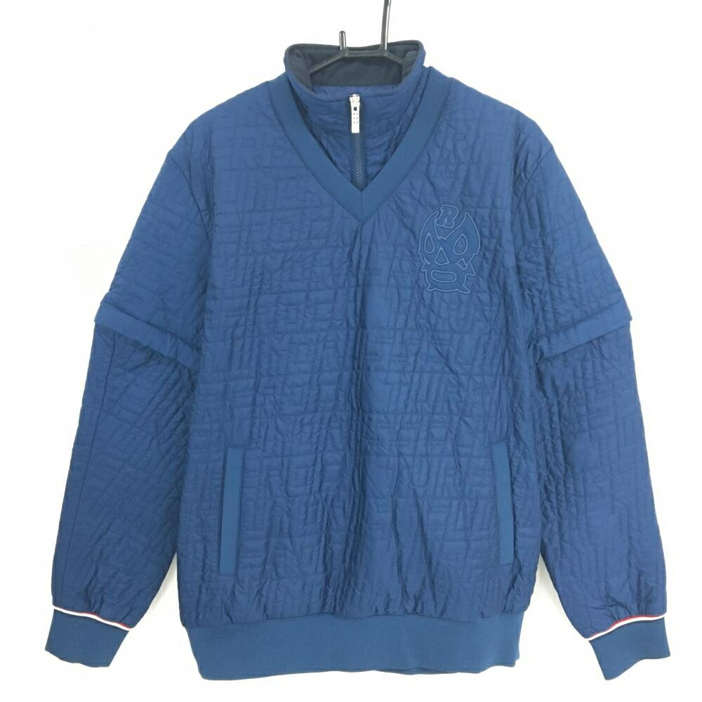 【超美品】ラッセルノ スニード ネイビー キルティング ネック・袖着脱可 ルチャマスク ブルゾン メンズ 5(L) ゴルフウェア RUSSELUNO|レオナード 店