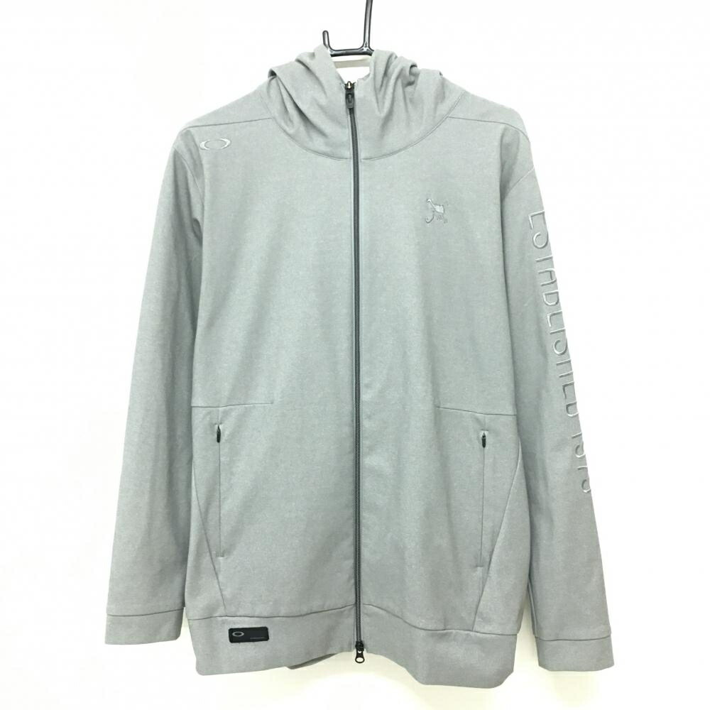 【超美品】オークリー ジップパーカー グレー ロゴ刺しゅう ダブルジップ メンズ XL ゴルフウェア Oakley