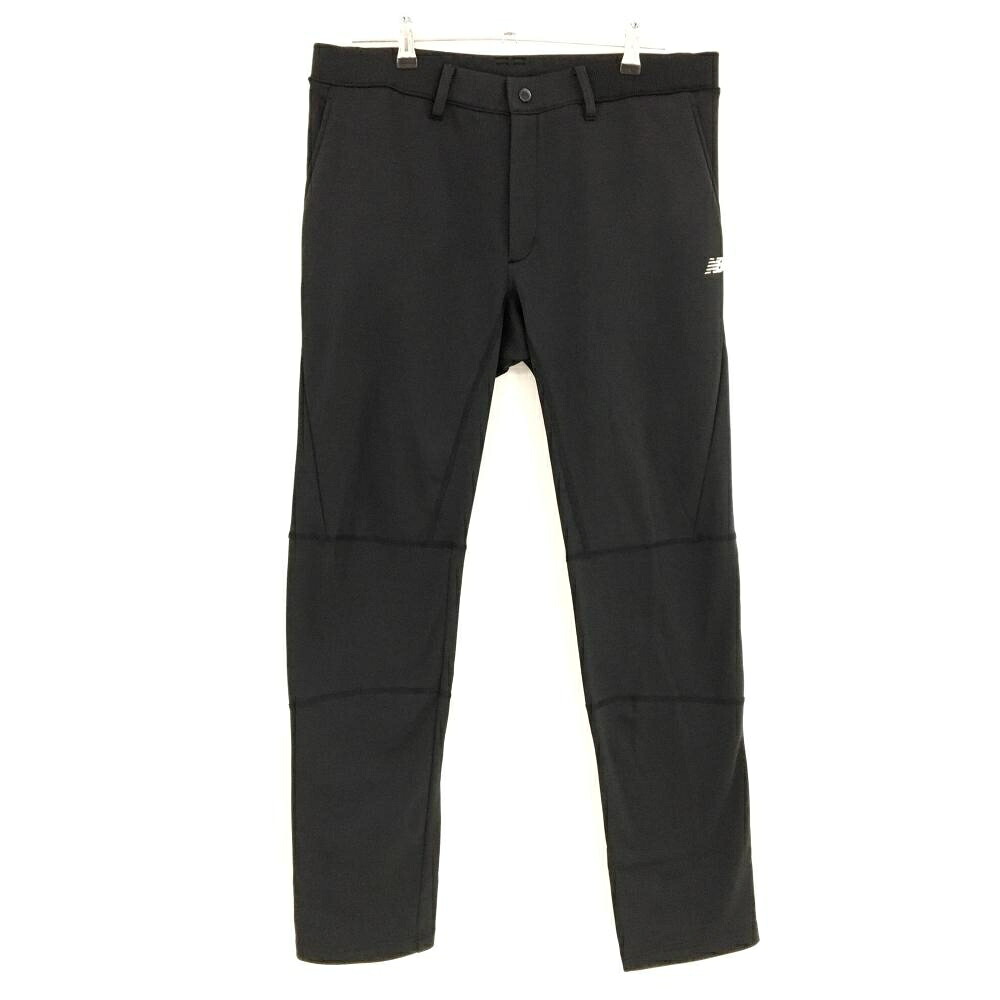 【超美品】ニューバランスゴルフ パンツ 黒 裏起毛 ロゴシルバー メンズ 7(2XL) ゴルフウェア 大きいサイズ New Balance