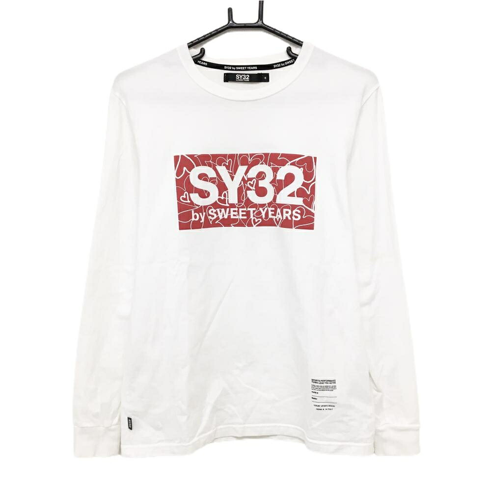 【美品】SY32 長袖Tシャツ 白×レッド フロントロゴ ハート メンズ S ゴルフウェア SY32 BY SWEET YEARS 4,099円