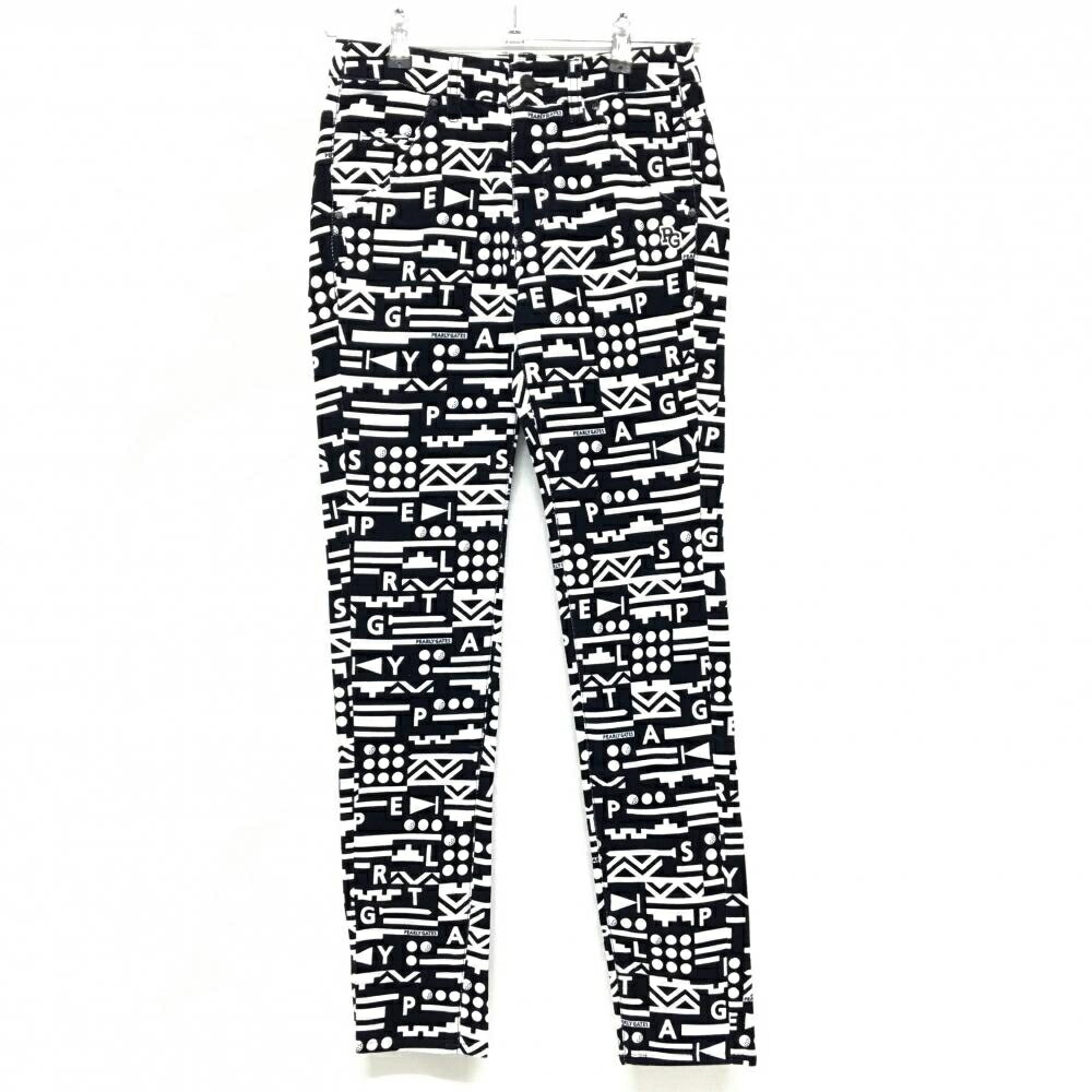 【新品】パーリーゲイツ パンツ ネイビー×白 総柄 ロゴ刺しゅう ストレッチ 表微起毛 レディース 00(XS) ゴルフウェア PEARLY GATES|レオナード 店