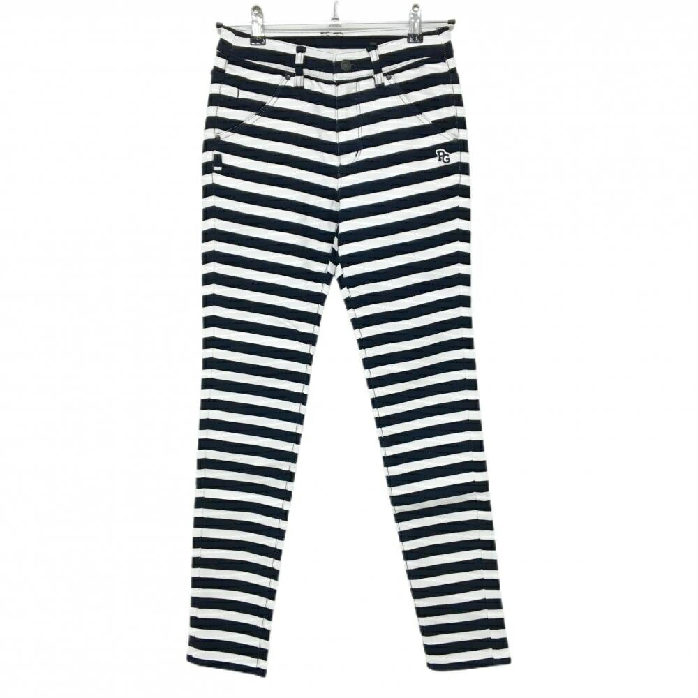 【新品】パーリーゲイツ パンツ 白×ネイビー ボーダー 表微起毛 ロゴ刺しゅう レディース 00(XS) ゴルフウェア PEARLY GATES|レオナード 店