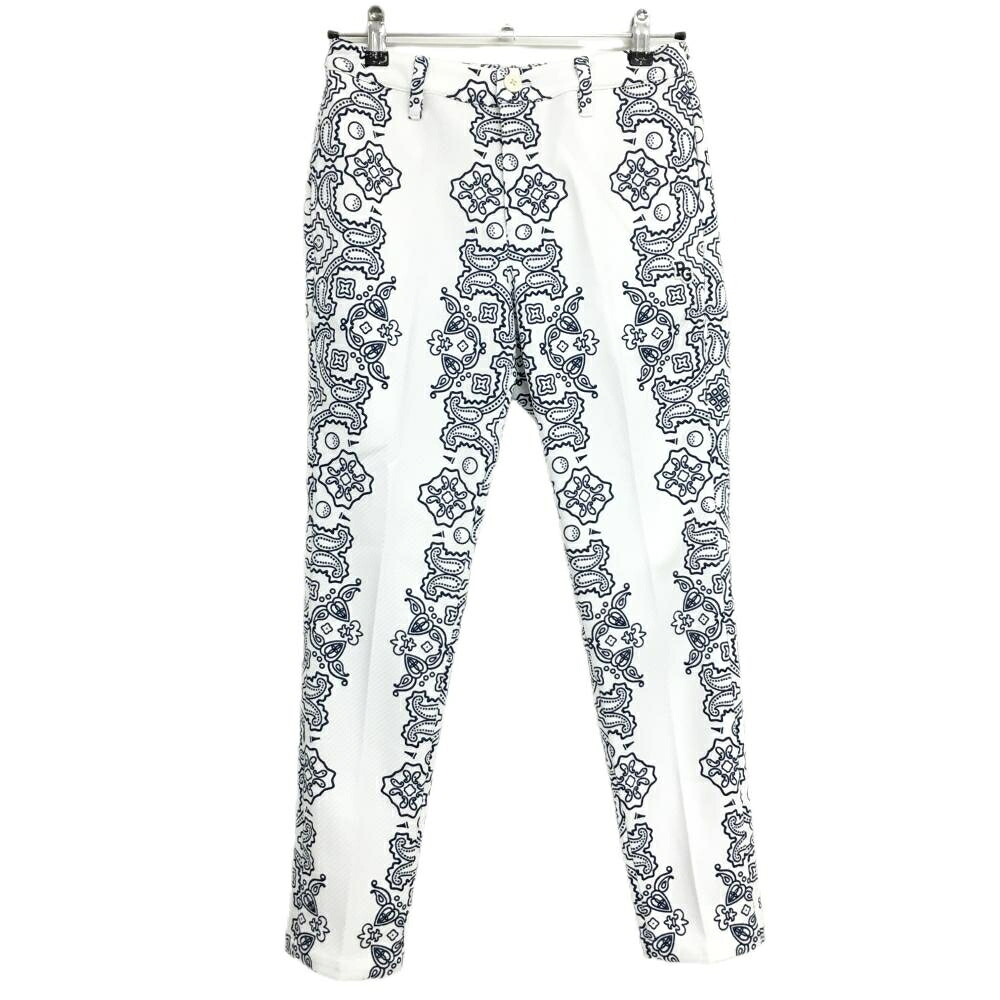 【新品】パーリーゲイツ パンツ 白×ネイビー ペイズリー調 PGニコちゃん レディース 0(S) ゴルフウェア PEARLY GATES|レオナード 店