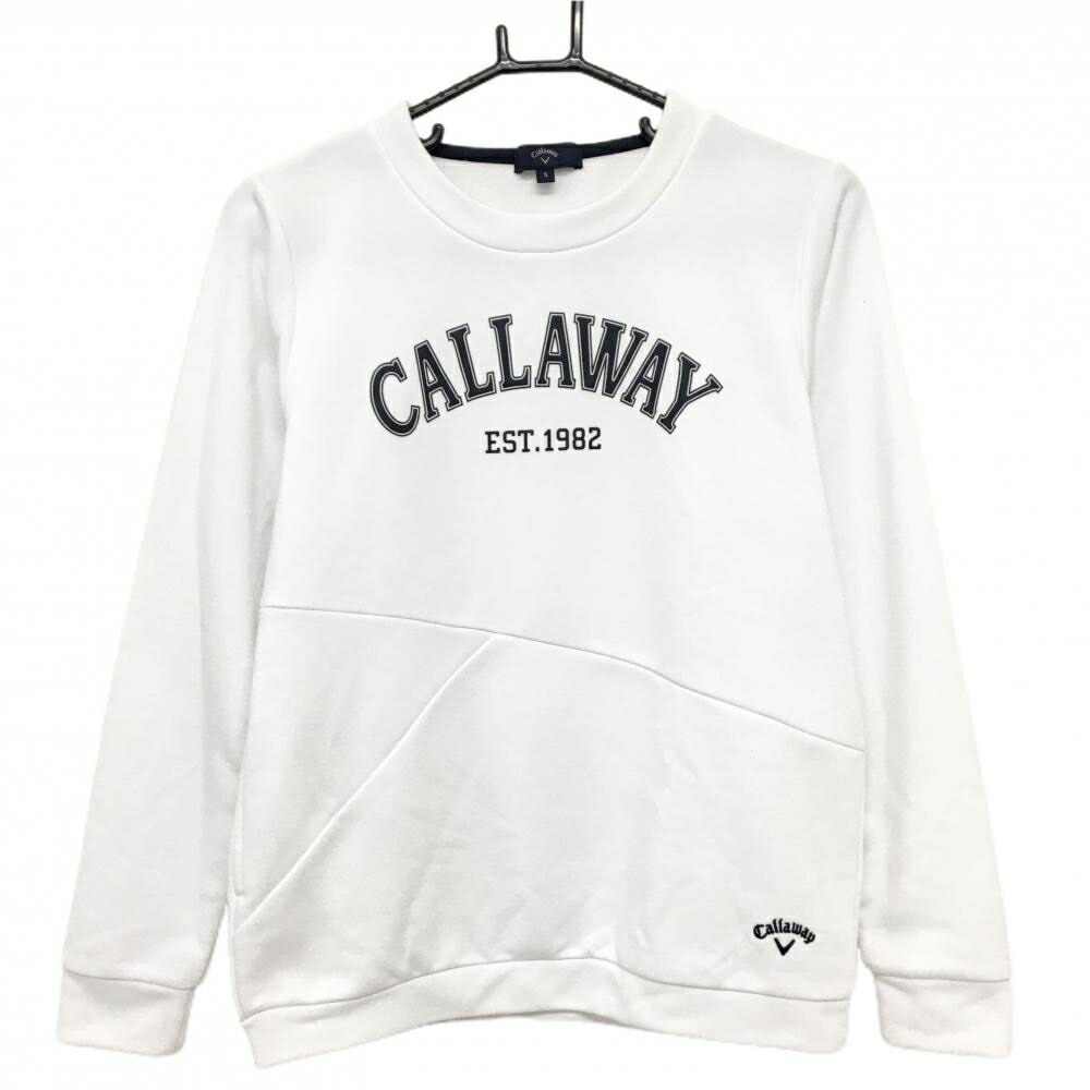 【美品】キャロウェイ トレーナー 白×ネイビー ロゴ レディース S ゴルフウェア Callaway