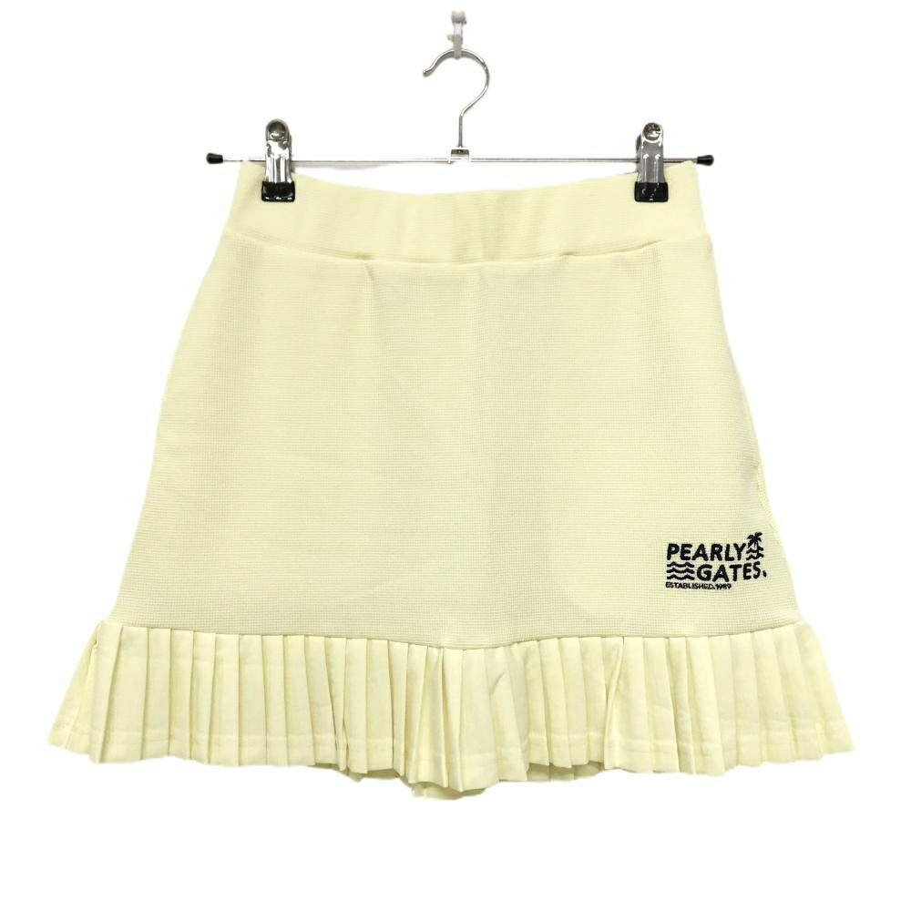 【新品】パーリーゲイツ スカート イエロー系 裾プリーツ 織生地 ウエストゴム ロゴ刺しゅう レディース 1(M) ゴルフウェア PEARLY GATES|レオナード 店
