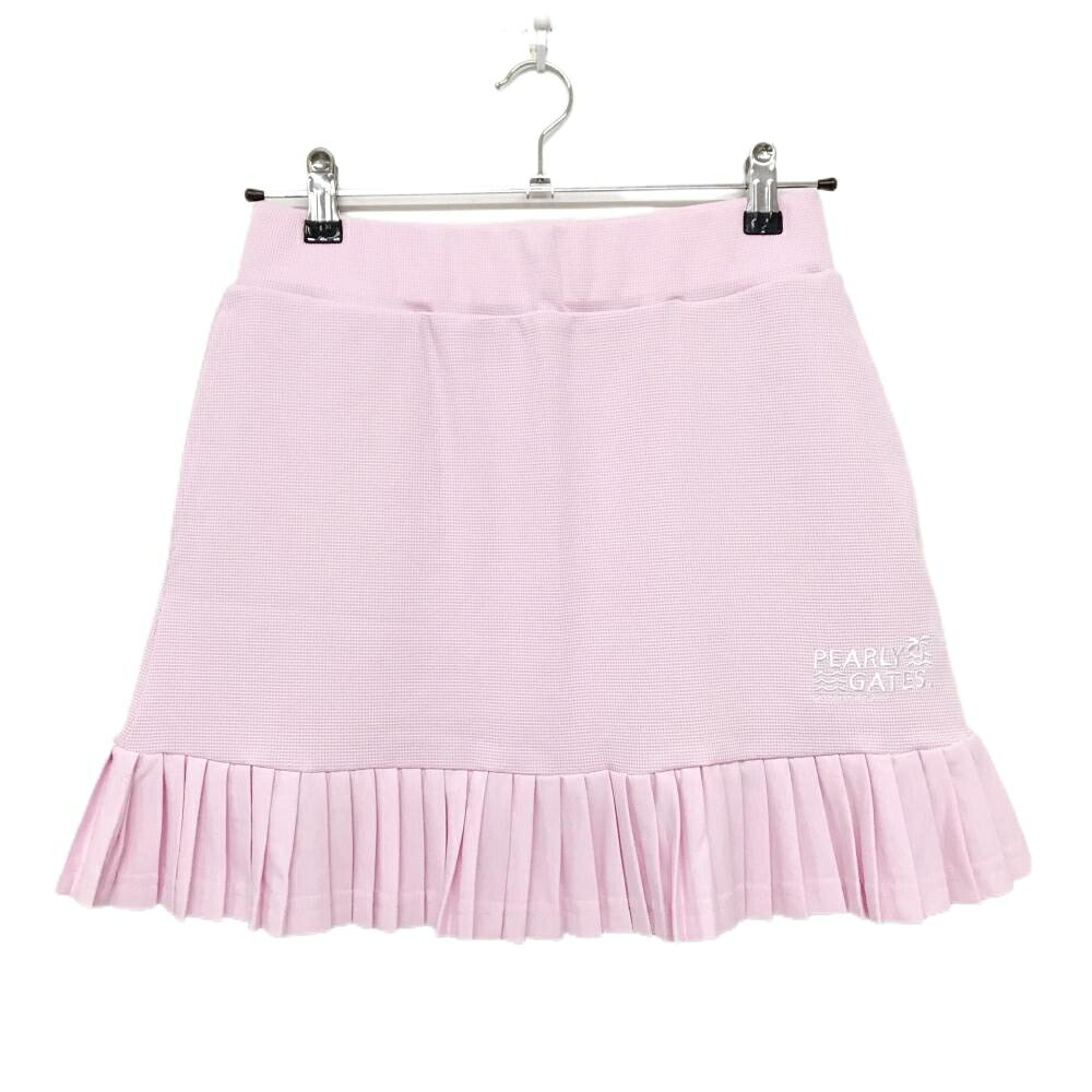 【新品】パーリーゲイツ スカート ピンク 裾プリーツ 織生地 ウエストゴム ロゴ刺しゅう レディース 1(M) ゴルフウェア PEARLY GATES|レオナード 店