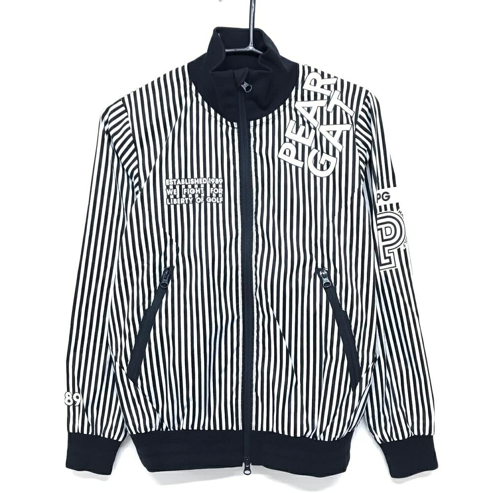 【新品】パーリーゲイツ ジャケット 白×ネイビー ストライプ ロゴプリント 透湿防水 レディース 0(S) ゴルフウェア PEARLY GATES 26,460円