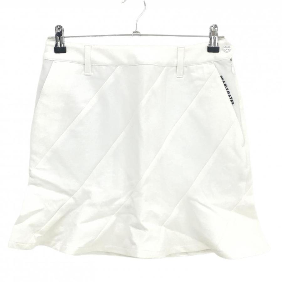 【新品】パーリーゲイツ スカート 白 斜めストライプ調 ロゴ刺しゅう レディース 1(M) ゴルフウェア PEARLY GATES｜レオナード　店